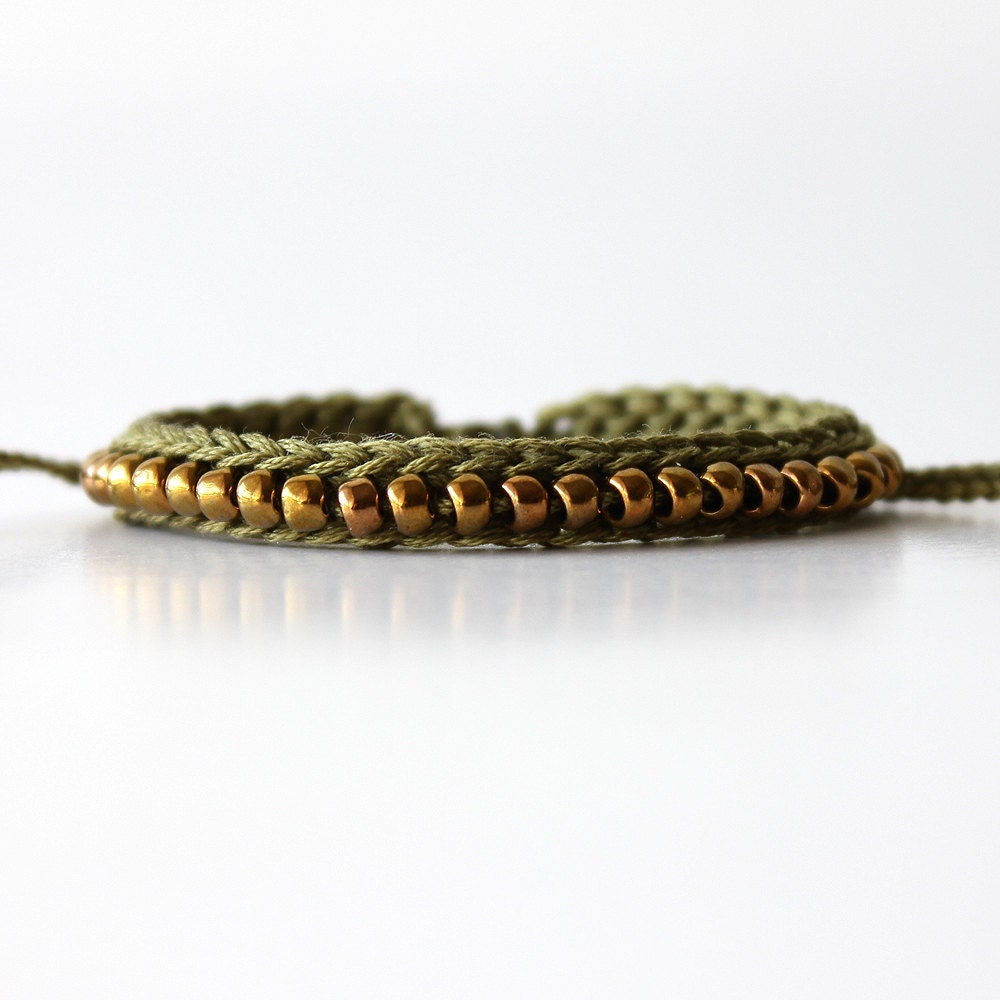 Crocheted Beaded Friendship Bracelet, Crochet Jewelry, Crochet Bracelet, Beaded Bracelet, Hand Crocheted Bracelet