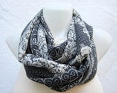 infinity scarf Loop scarf Neckwarmer Necklace scarf Fabric scarf  Black  cream  Beige  Chiffon