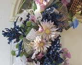 Elegant Sweet Wedding Lavender Daisy Blue Cottage island vacation  Wreath