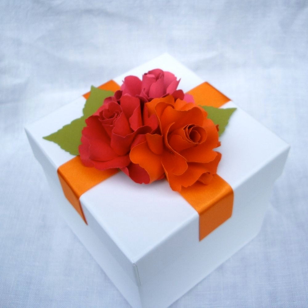 Handmade Paper Flowers - Gift Bows - Favor Boxes Embellishment - set of 10  - Made to Order - Customize your style and colors - DragonflyExpression