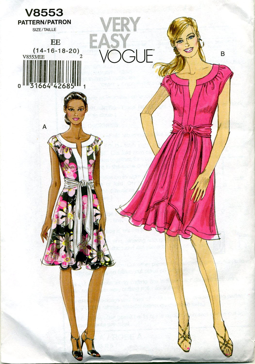 Very Easy Vogue Sewing Pattern No. 8553 - Sizes 14-16-18-20