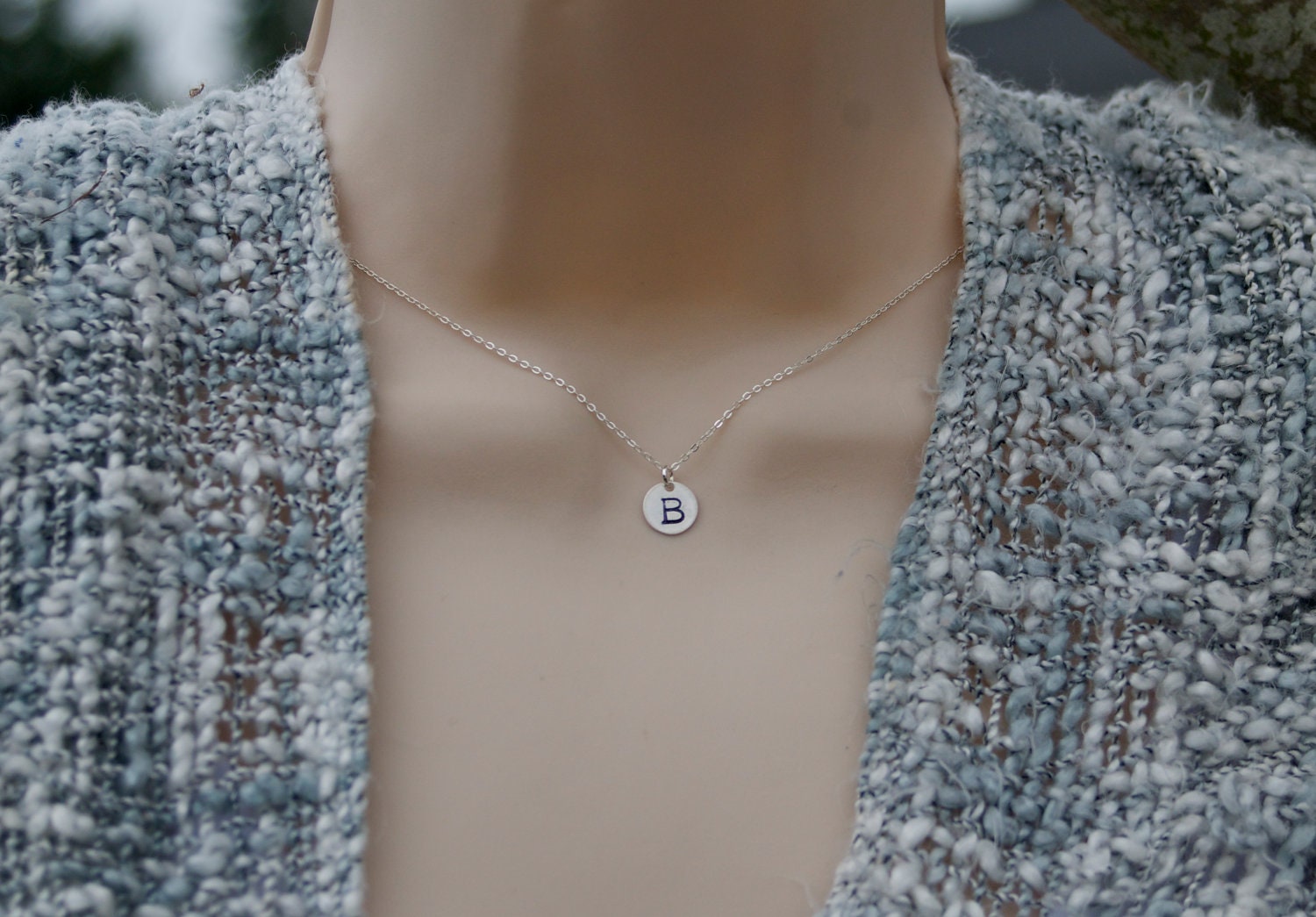 1 INITIAL DISC Sterling Silver Personalized Initial Pendant Necklace