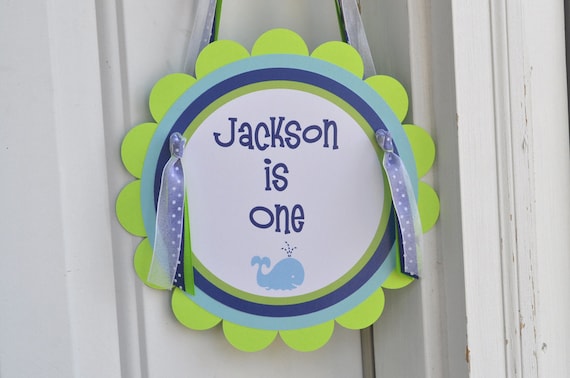 Whale Birthday Party Door Sign - Nautical, Whale, Sailboat - Birthday Party Decorations - Door Hanger Il_570xn