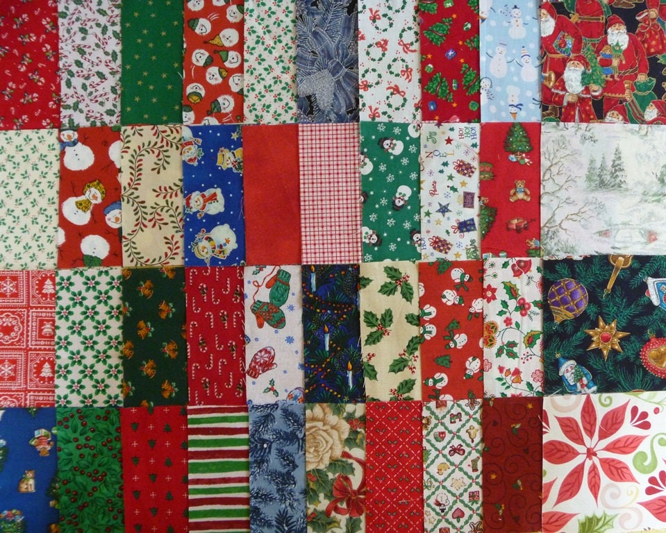 40 Assorted 4 Inch Christmas Cotton Fabric Quilting Squares-Set 5