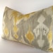 Both Sides - Decorative Lumbar Pillow Cover - Ikat - Grey - Gold - Yellow - Ivory - 12x18 - 12x20 or 12x22 inches