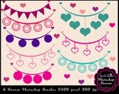 Photoshop Brushes Party Bunting Party clip art Bunting Clip Art Invitation clip art Digital Scrapbooking Flourishes, Elements Il_170x135