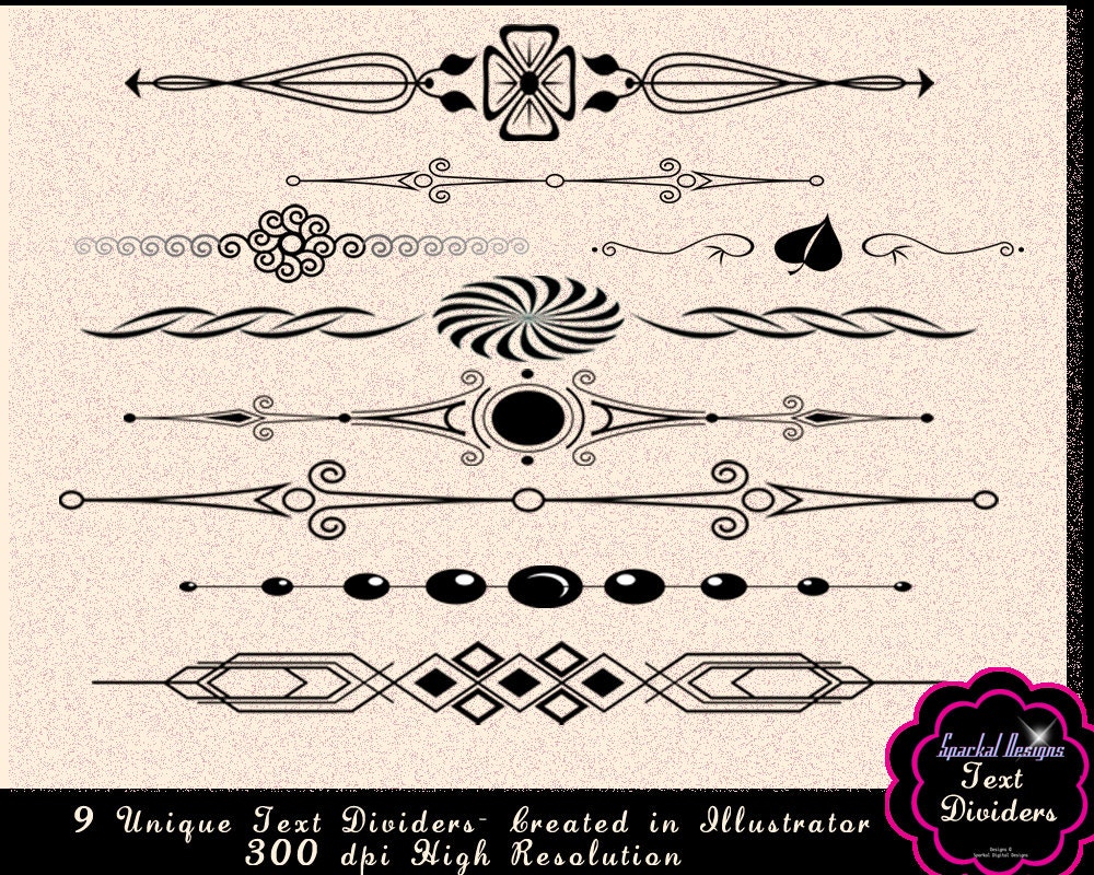 Wedding Clip art Flourish Text Dividers Scroll Clip art Instant Download Digital Scrapbooking Wedding Clipart Il_170x135