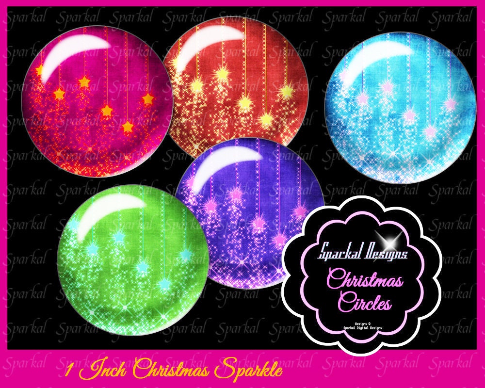 Glitter & Stars Christmas Circle Images Instant Download Bottle Cap Images, Digital Collage Sheets, Christmas tree clipart images Il_570xn