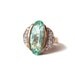Vintage HUGE Teal CZ Cocktail Ring with Rhinestones, Costume Jewelry Ring, Statement Jewelry, Gold Tone Plated 92.5 Silver, Size 8