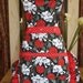 Womens Full and Half Dios Los Muertos-Red Skull Retro 3in1 Reversible Bib Apron