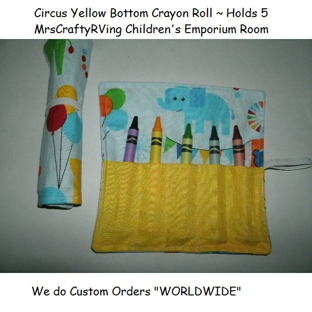 Kids Wedding Table Circus Yellow Bottom Crayon Roll Party Favor