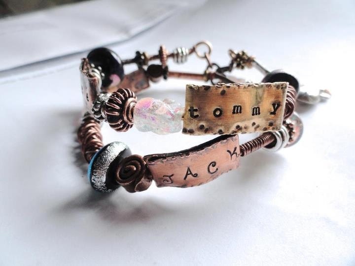 Grandmother Bracelets Custom Name Mixed Metal Bangle Bracelets