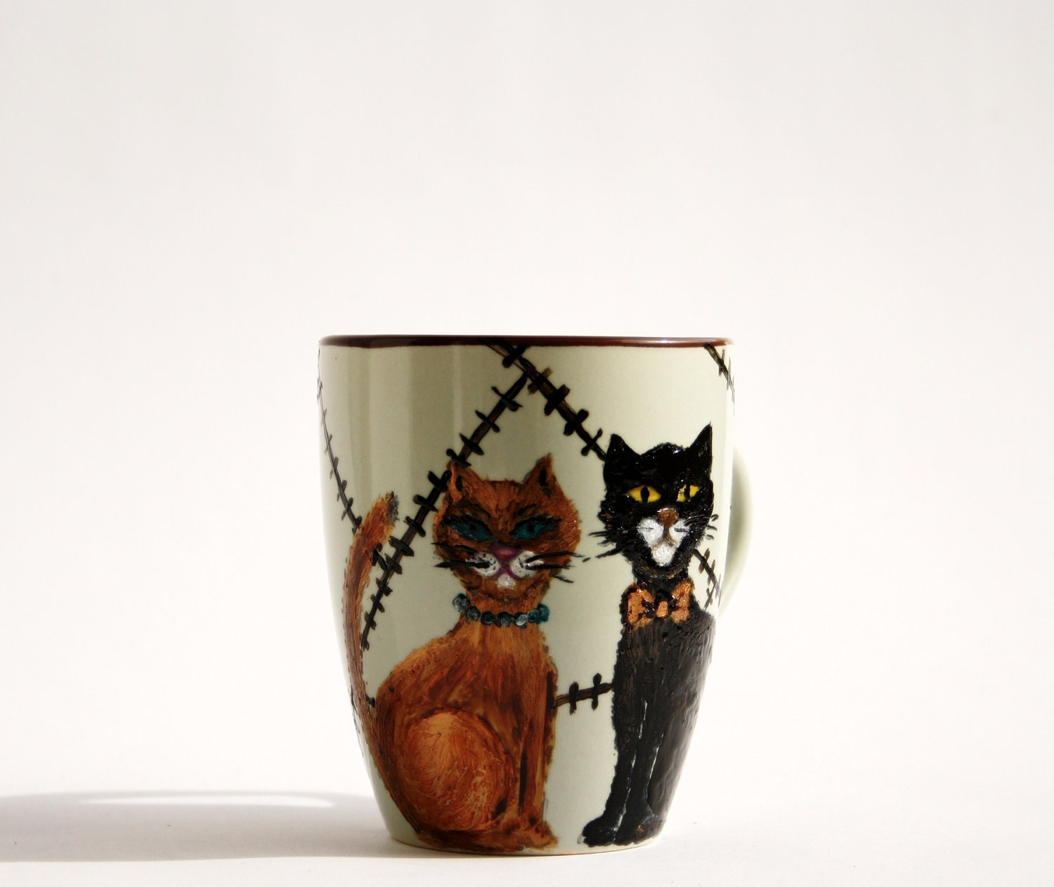 Hand Painted Ceramic mug cup Cats