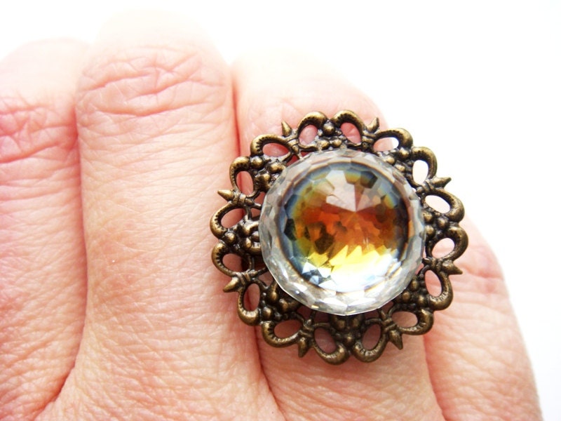Color Changing Vintage Swarovski Cocktail Ring