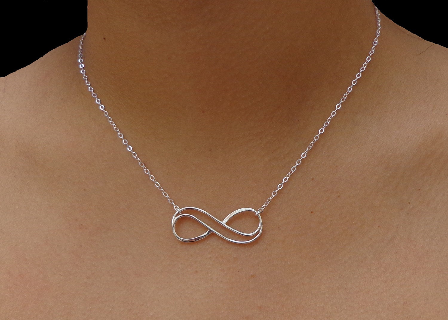 Sterling Silver Double Wire Large Infinity Necklace By Lisaloren 