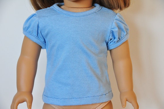 American Girl Clothes - Baby Blue Capped Sleeve Tee