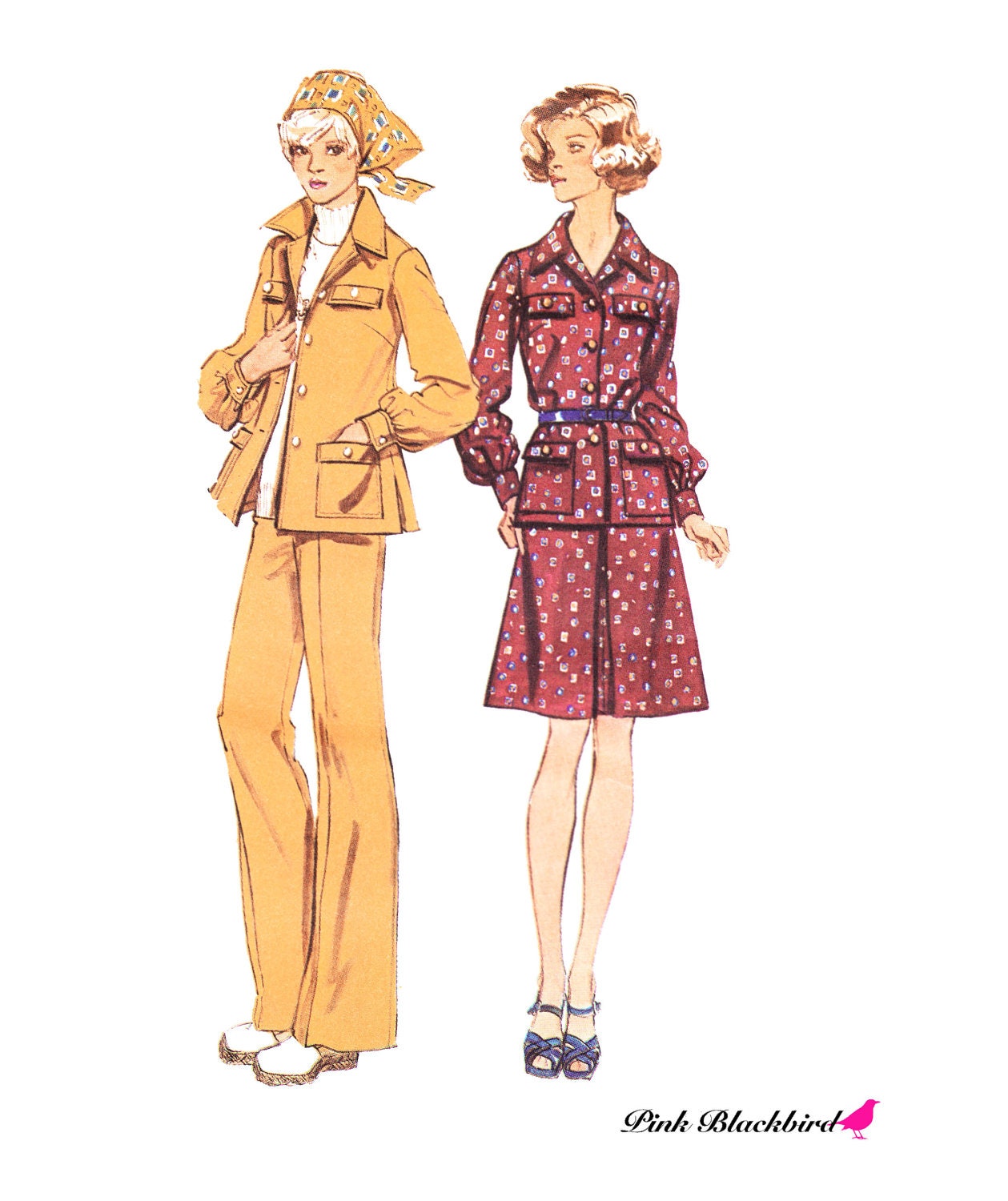 1970s Separates Vintage Pattern - UNCUT and FF Simplicity 6106 - Misses Shirt-Jacket, Skirt or Pants Sewing Pattern