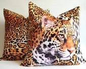 Sukan / 2 SATIN Pillow Covers - leopard pillows - leopard throw pillows - leopard shams - euro pillow covers - european pillows - 20x20