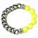 Fluorescent Yellow Beaded Bracelet with Heavy Chain