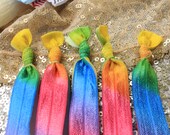 Rainbow Hair Ties. Tie Dye Hair Ties. Woman's Hair Ties. Elastic Hair Ties. Girls Hair Ties. Ponytail holder. Made to Order