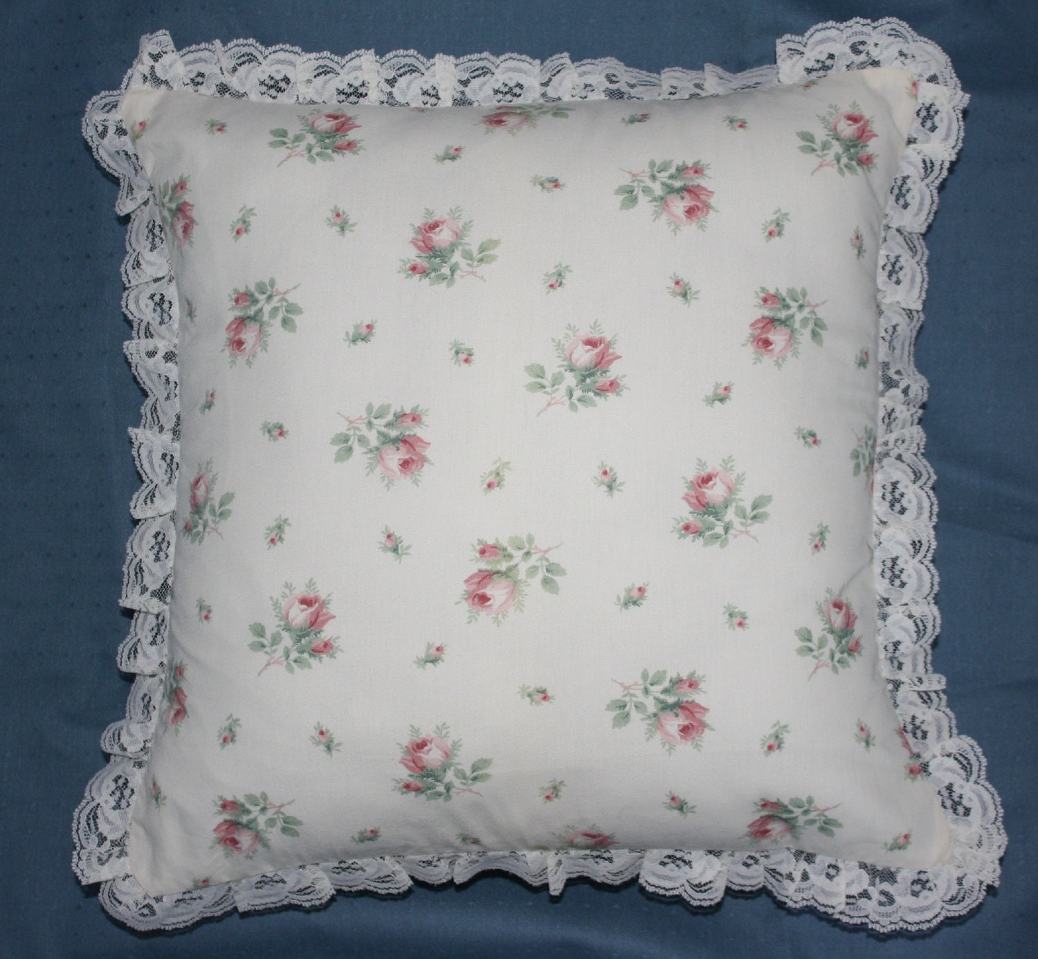 Pillow Pink Floral and Lace Laura Ashley by southseacollection