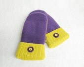 Vikings Colors Felted Wool Sweater Mitten Made from Recycled Upcycled  Sweaters, Fleece Lined, Custom Knit Wool Cuff Size Adult M/L - 5