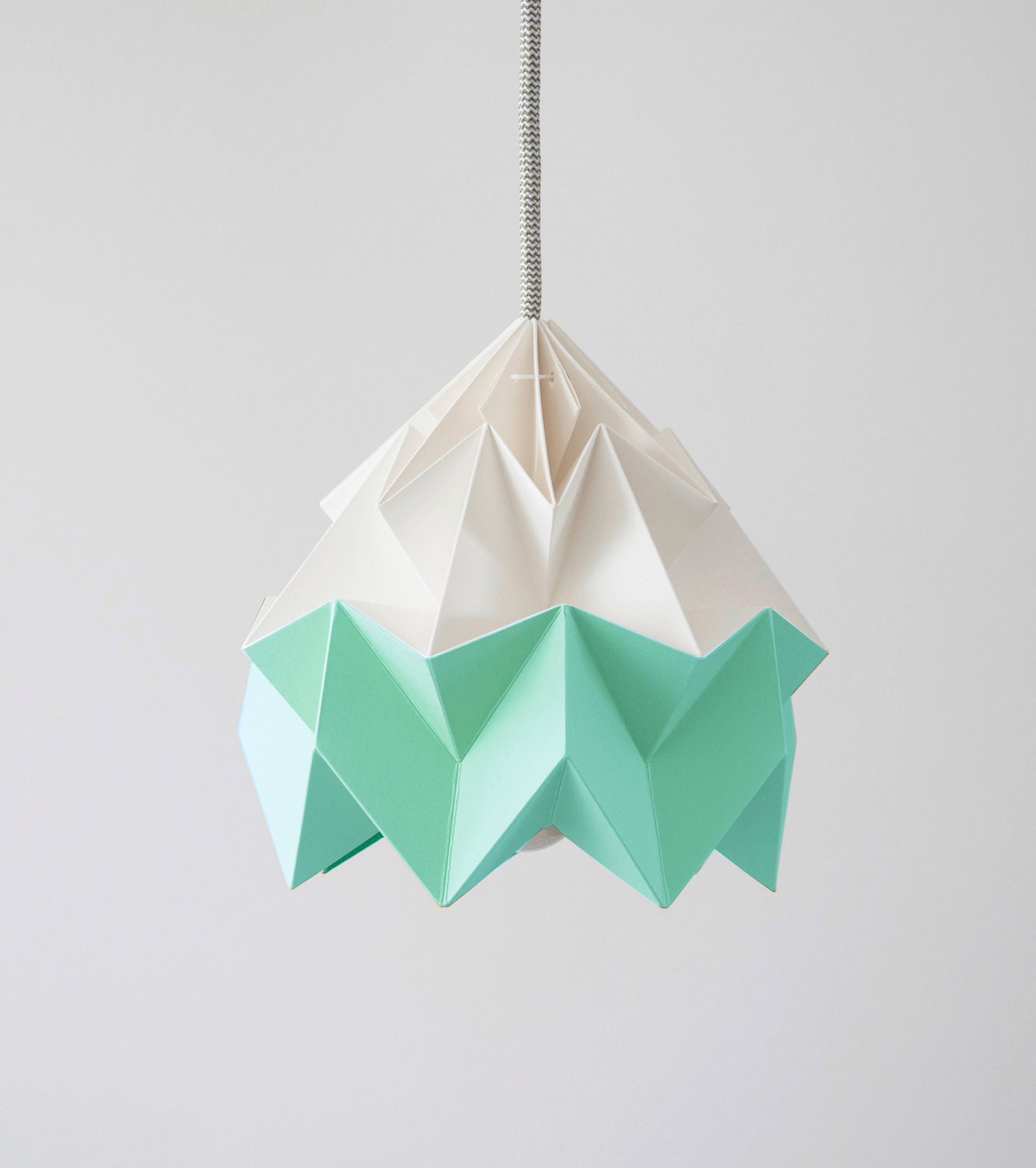 Moth origami lampshade Ice Mint green and white