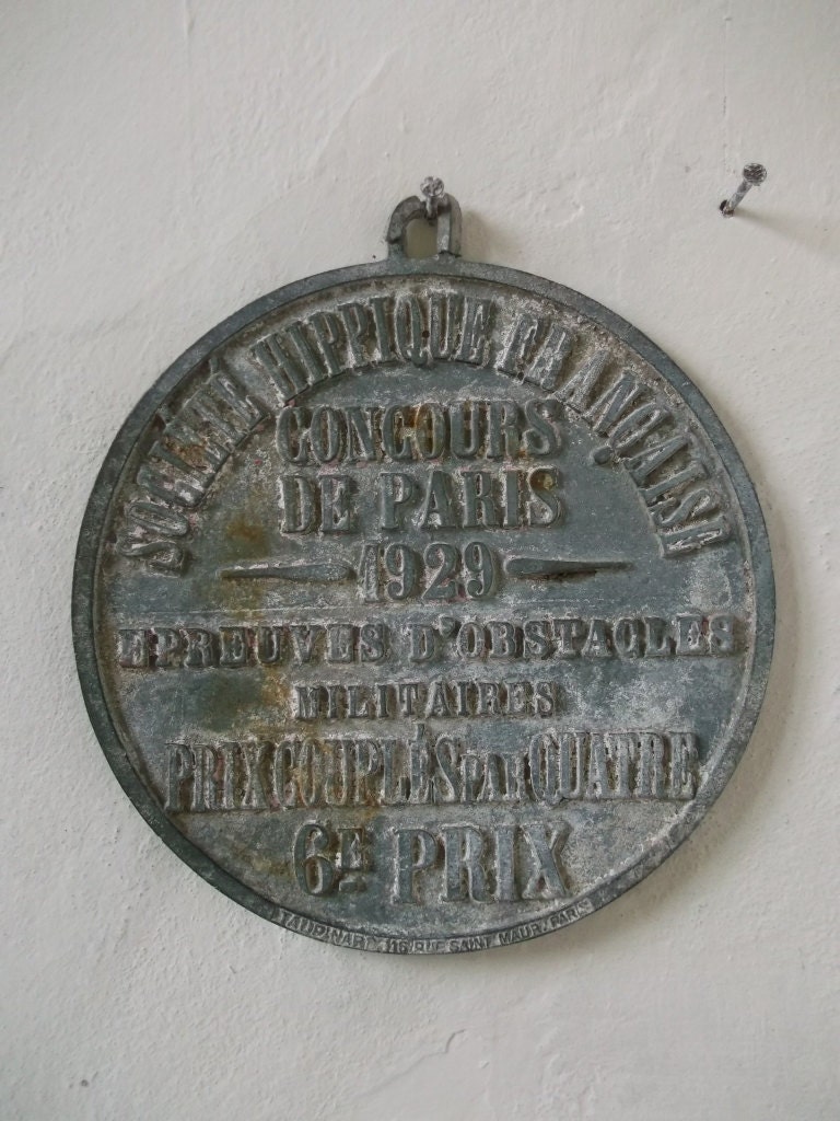 Antique French Equestrian Plaque 1929