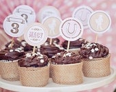 Cowgirl Party Circles, Cupcake Toppers - Printable