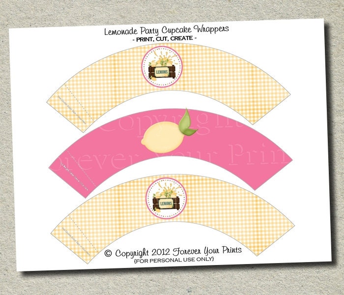 Lemonade Party Cupcake Wrappers - INSTANT DOWNLOAD Il_570xn