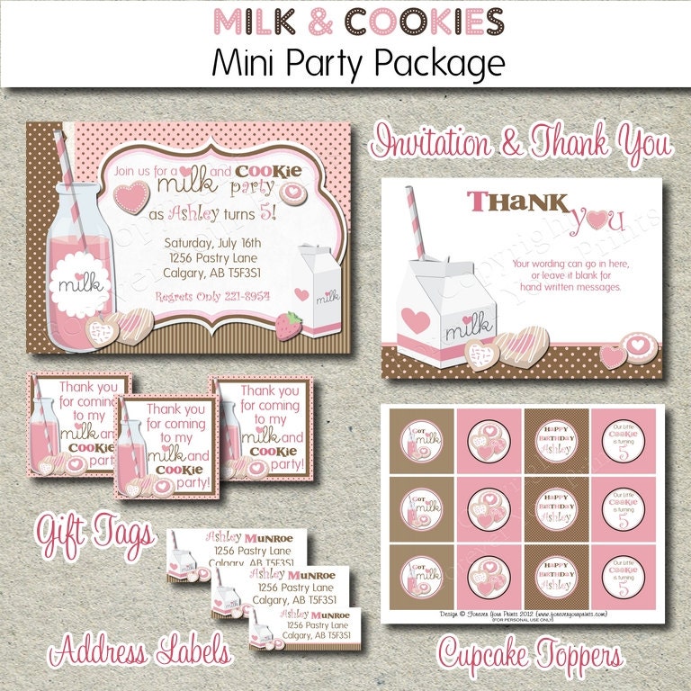 Milk and Cookies Birthday Party Package - DIY Printable - Forever Your Prints Il_570xn