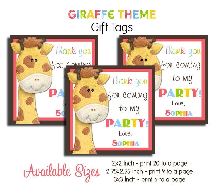 Giraffe Theme Gift Tags - You Print - Digital File Il_570xn