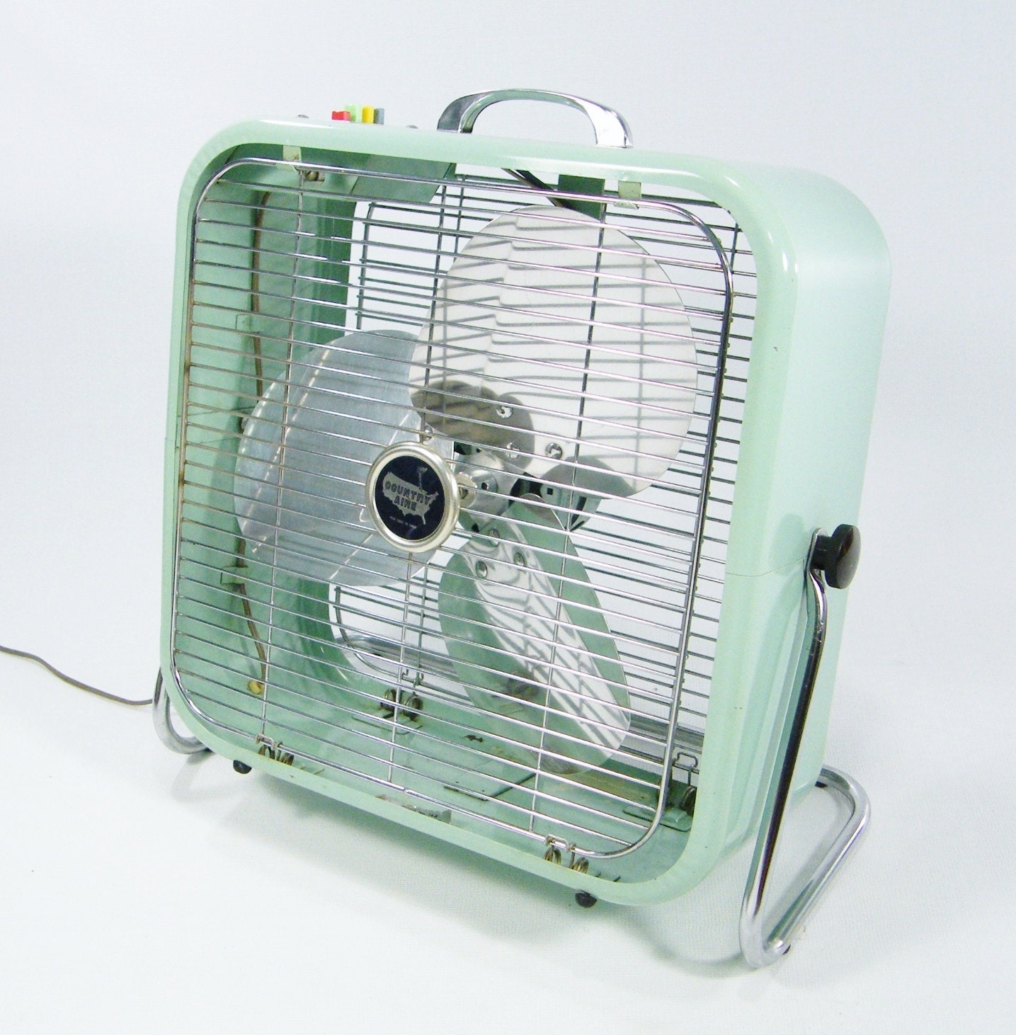 Vintage Electric Box Fan seafoam green