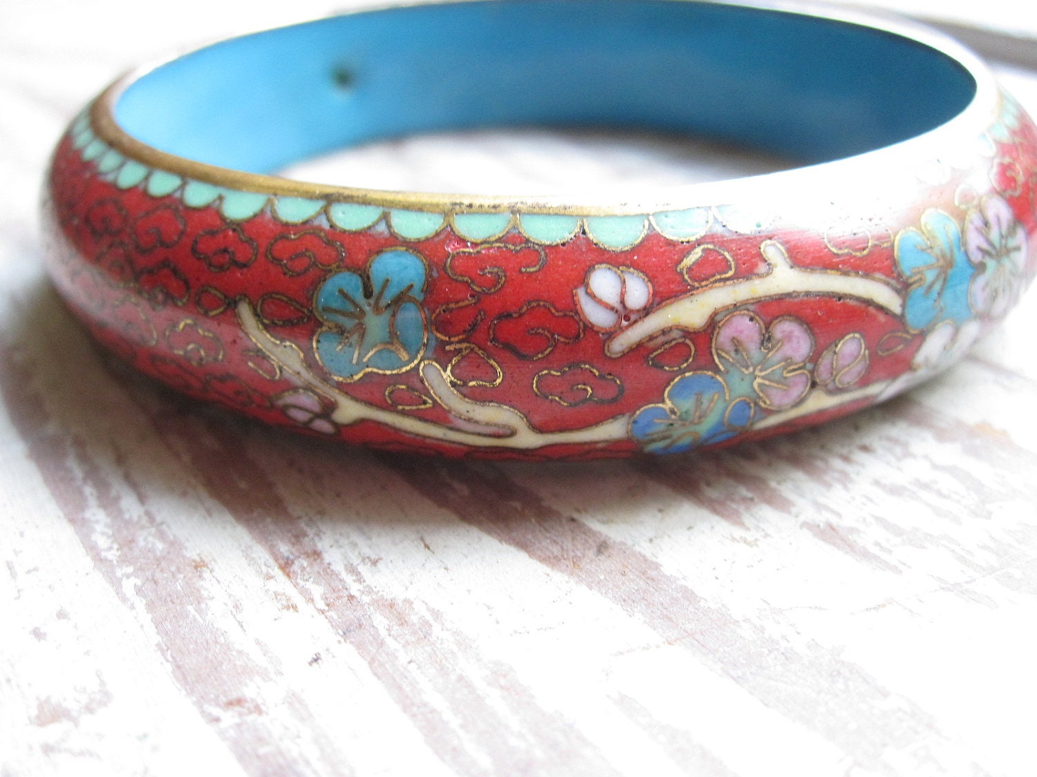 Vintage Red Cloisonne Bracelet