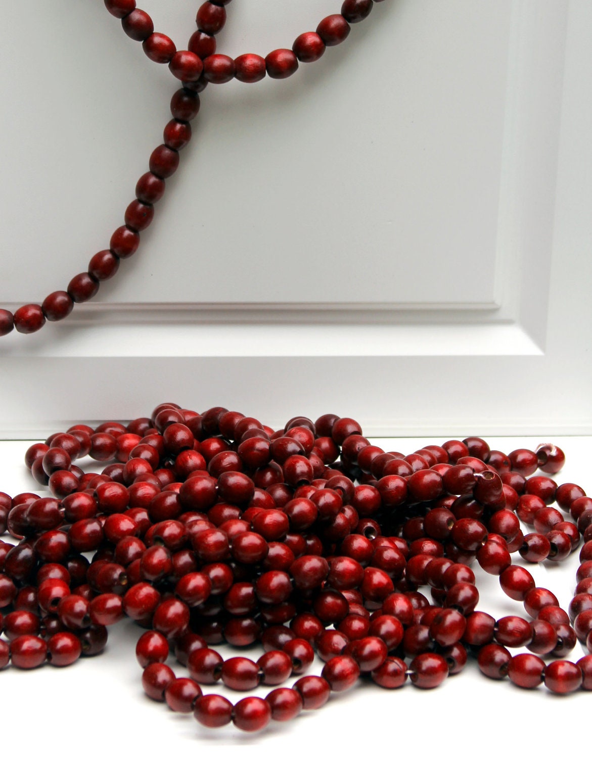 Vintage Cranberry Red Beaded Christmas Garland