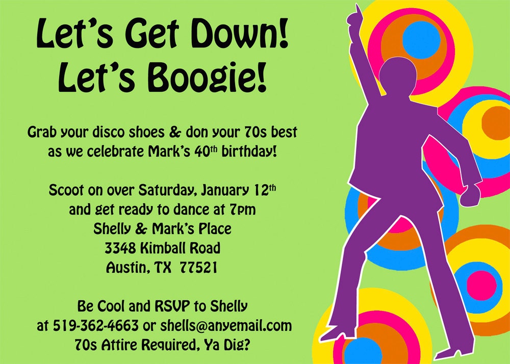 Get Down and Boogie 70s Invitation Il_570xn