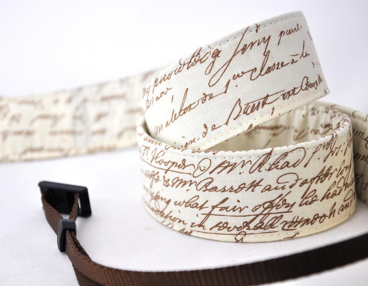 Canon Camera Strap - Antique Brown Script - Camera Straps for Nikon - Photographer Gifts - Spring Accessories Spring Fashion