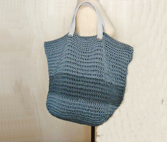 PDF Crochet PATTERN Large Tote Bag with Leather Handles
