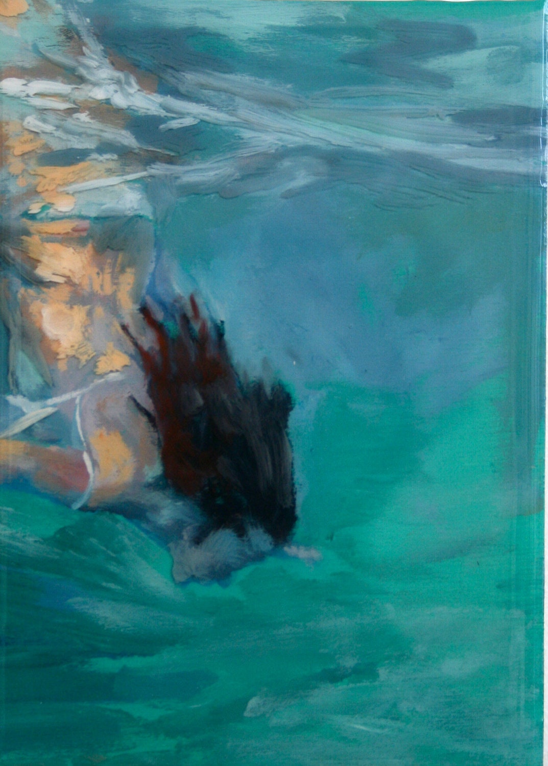 Original Small Painting -- Dive -- 3 x 5