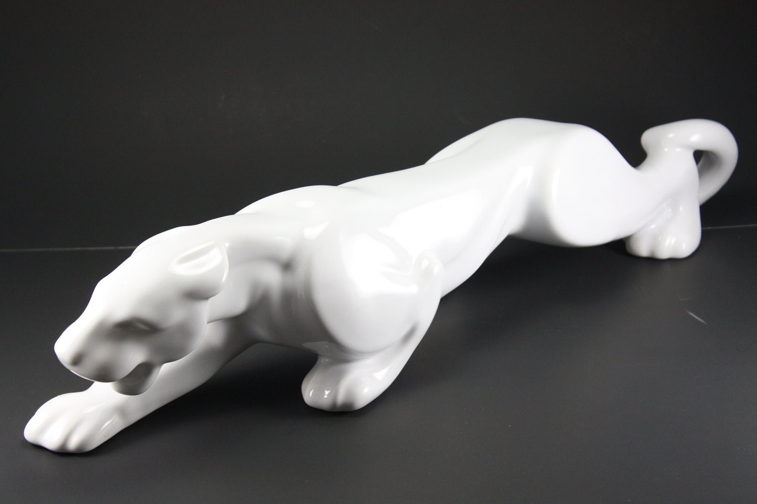 White Ceramic Tiger Figurine Large by cybersenora on Etsy