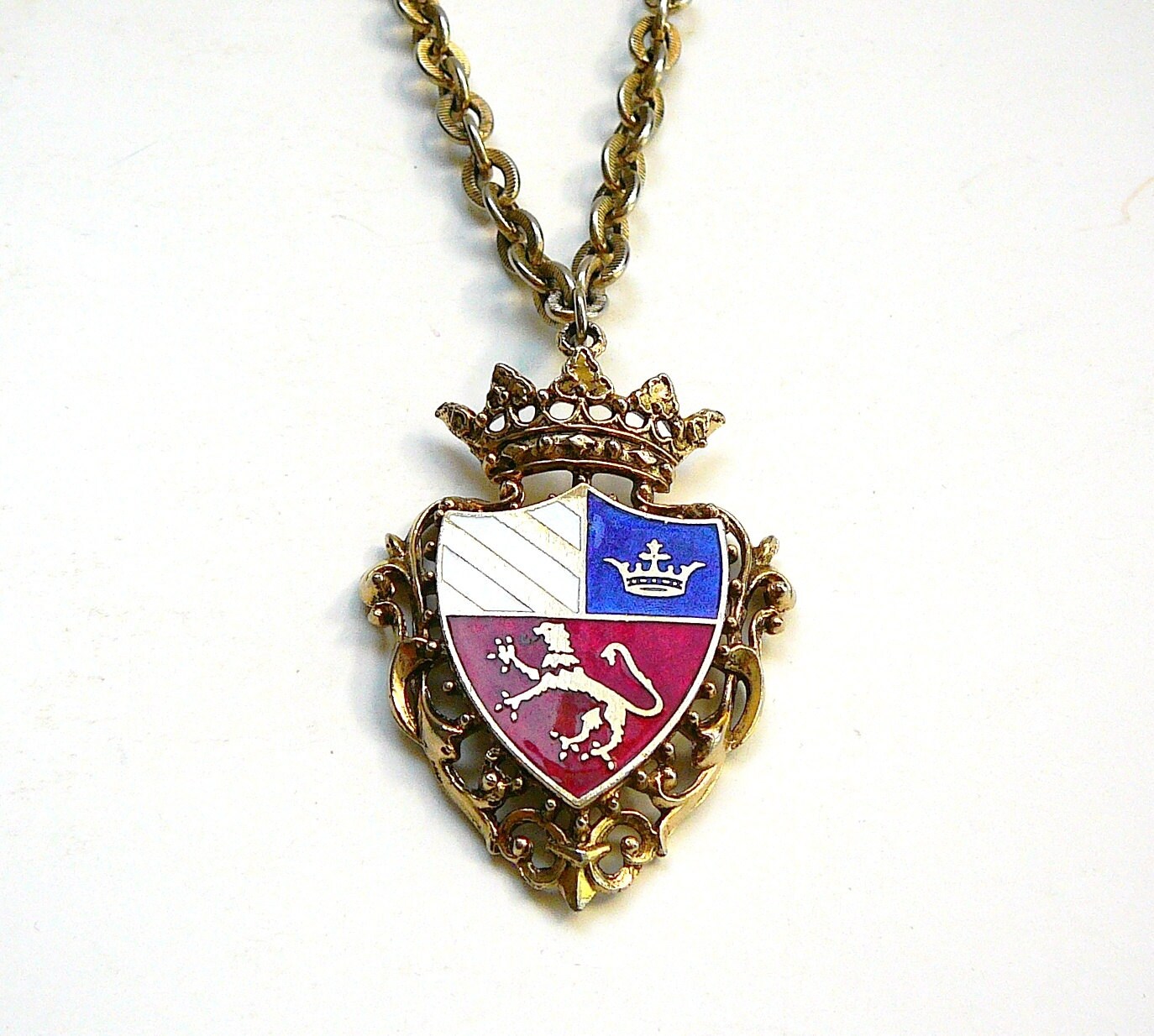 Heraldic Necklace Vintage Shield Crest Coat Of Arms S