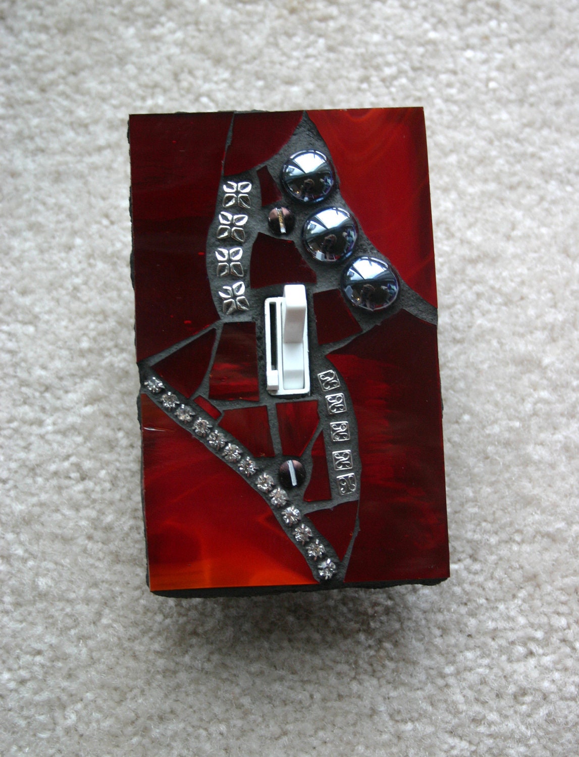 Red Pulse - SINGLE Mosaic Light Switch Cover Wall Plate