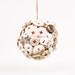 christmas ornament - Handmade Singular Ball of White Vintage Button Collection With Red embroidery thread stitching