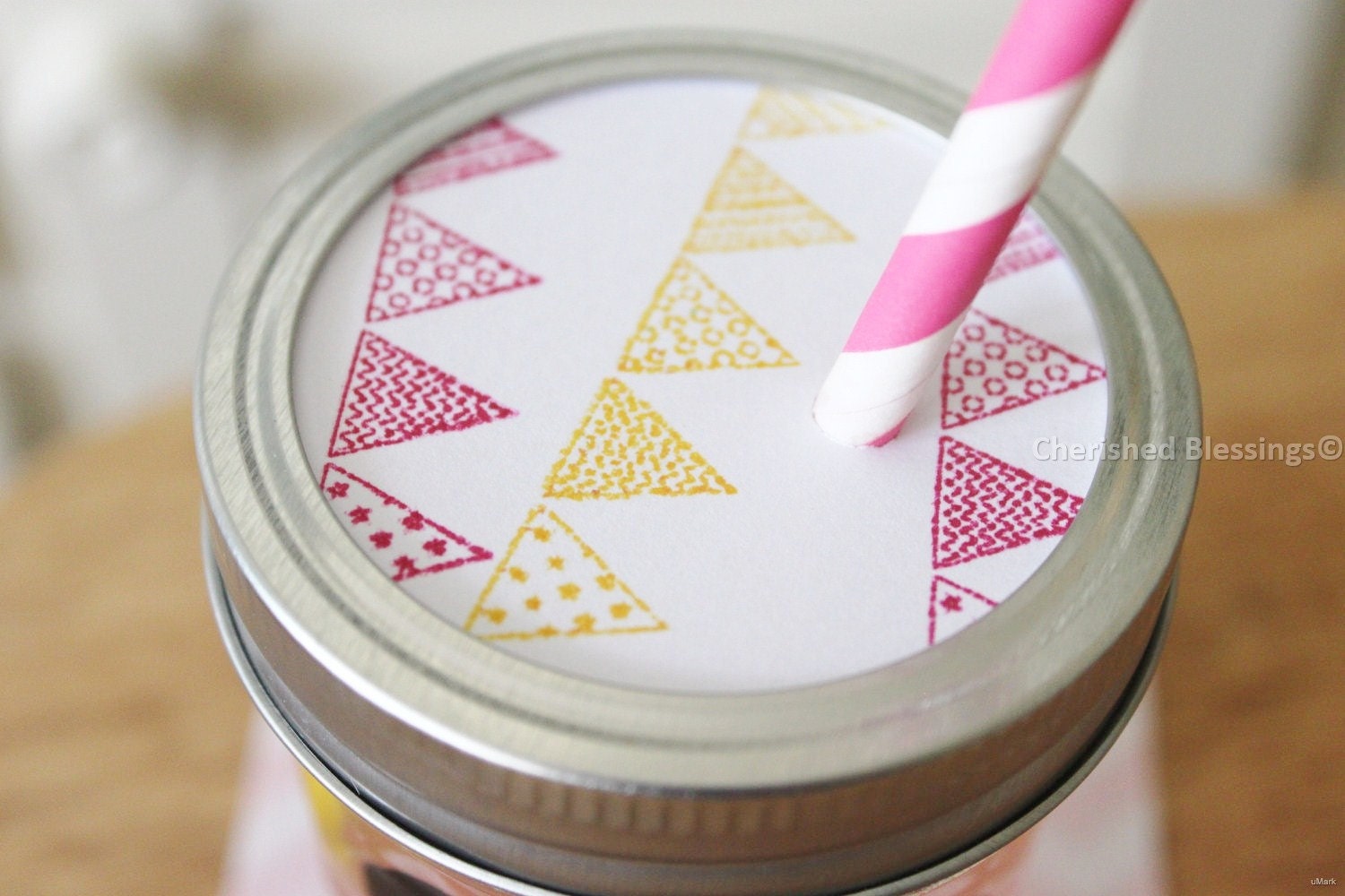 Mason Jar LIDS Kids Birthday Decorations 10 Glasses Tumblers Cup Lids Bunting Banner Design Party Wedding Baby Bridal Shower Favors Il_570xn