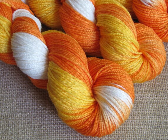 Candy Corn SW Merino Worsted Yarn 218 yds Hand by GnomeAcres
