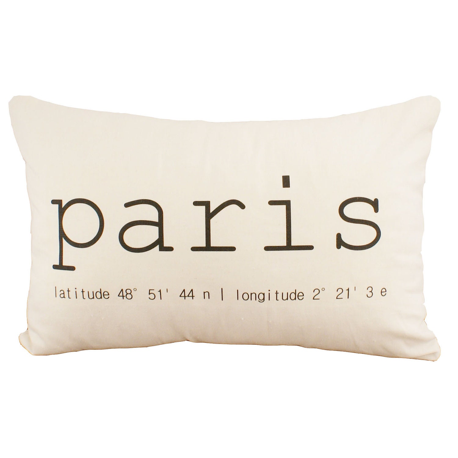 Paris Coordinates OR Custom Coordinates - Hemp Cushion Cover - 12x18