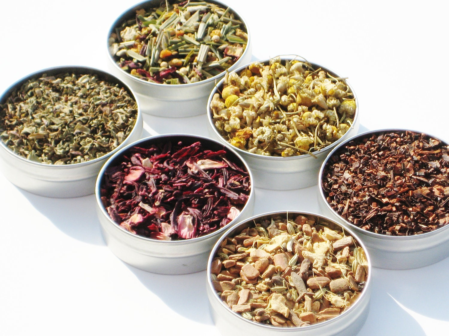 Organic Herbal Tea Kit - 6 herbal loose teas in 61mm tins - DIY tea kit - for the hostess / tea enthusiast