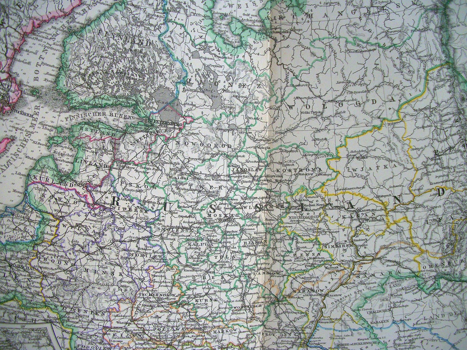 Antique Map of Russia 19th Century German