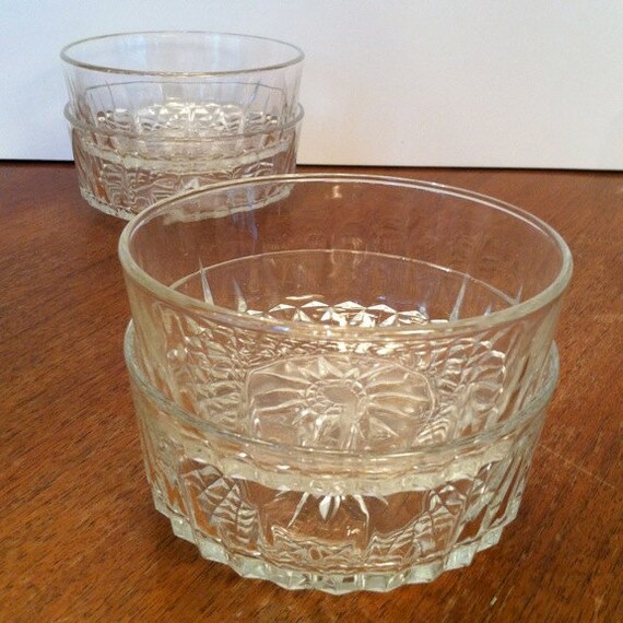 Four 4 Vintage Arcoroc France Glass Salad Bowls by BrigidsFancy