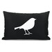 12x18 Modern pillow cover, Decorative throw pillow, Woodland, Black & white pillow - Black pillow cover with white bird silhouette applique